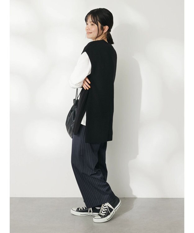 CRAFT STANDARD BOUTIQUE イージーケアピンストライプテーパードパンツ Stripe Navy