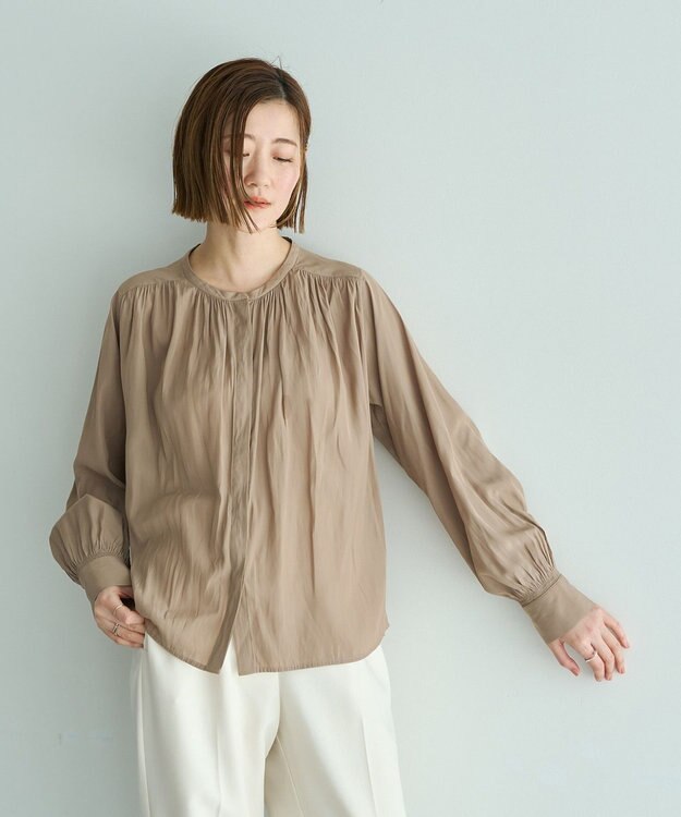 YECCA VECCA ギャザーブラウス Beige