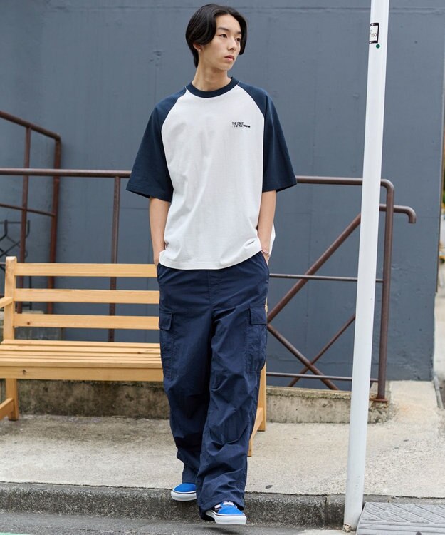 WEGO 【ウエストゴム/MLサイズ展開】ナイロンイージーカーゴパンツ ネイビー