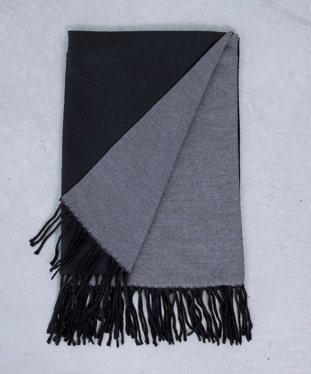 Tiaclasse 【洗える】リバーシブルデザイン大判マフラー ブラック