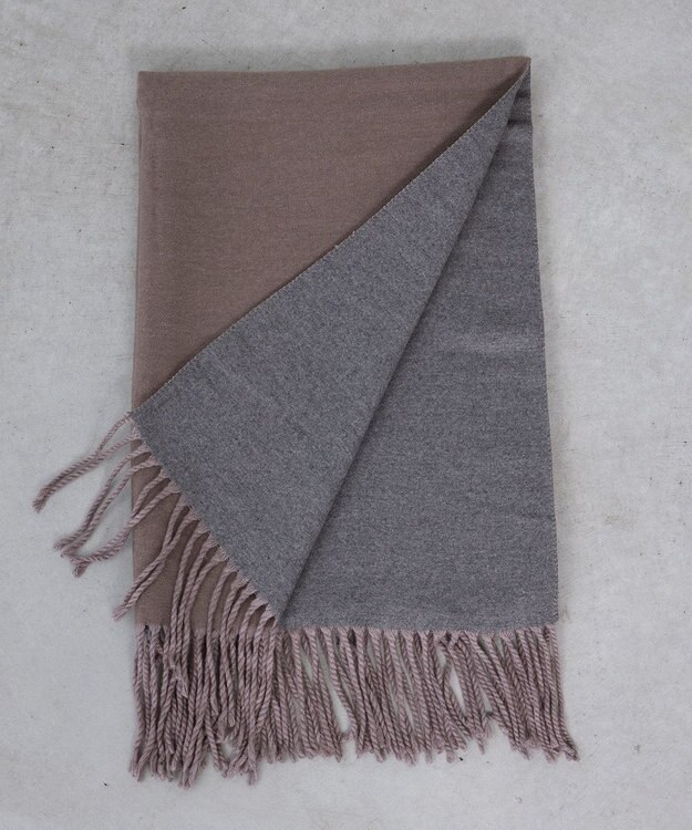 Tiaclasse 【洗える】リバーシブルデザイン大判マフラー モカ