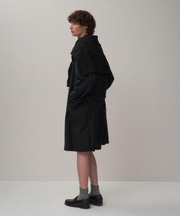ATON LIGHT TC GABARDINE | ウォッシュトレンチコート - UNISEX BLACK