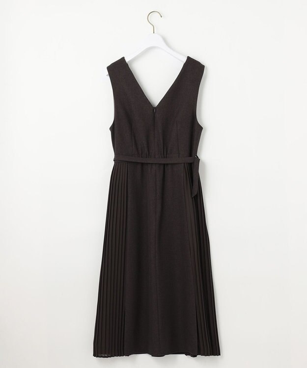 ANY SIS 【2SET】プリーツコンビ ジャンパースカート セット ブラウン×アイボリー