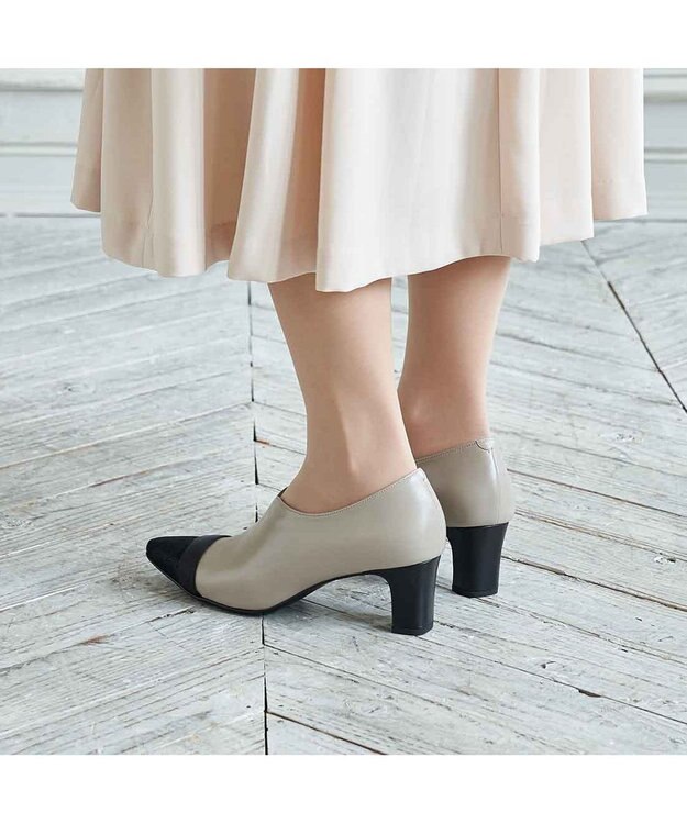 Riz raffinee <Riz raffinee>グログラン切り替えブーティー ベージュコンビ