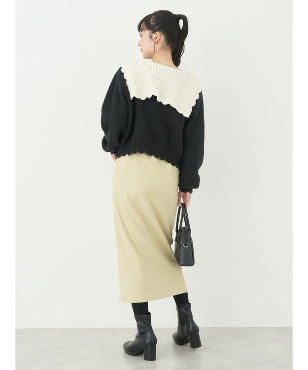 earth music&ecology フリルカラーカーディガン Black