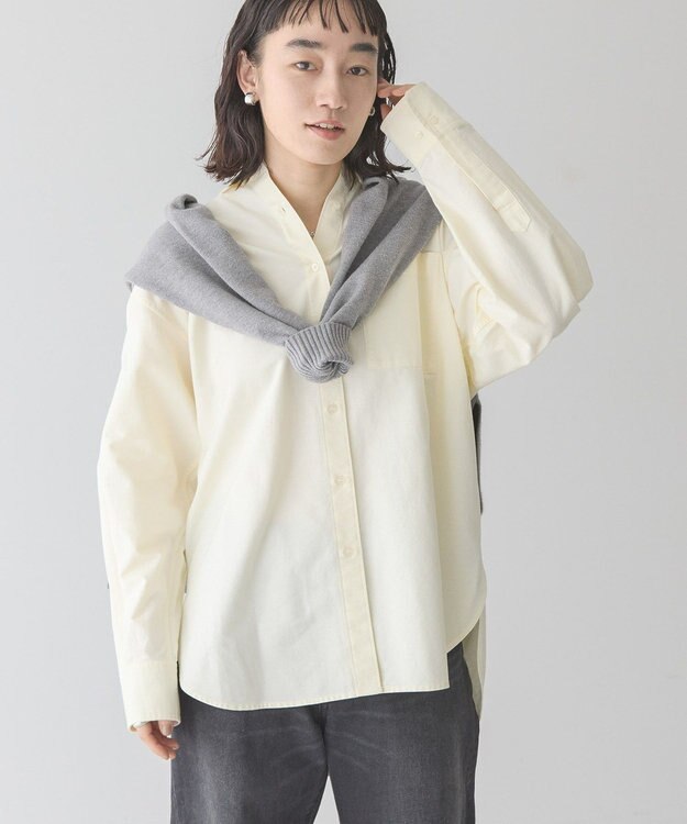 AMERICAN HOLIC ＵＶカットリサイクルコットンオックスシャツ Stripe Yellow