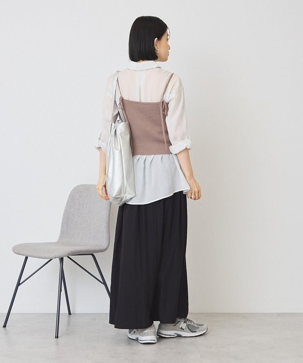 AMERICAN HOLIC ウエストタックシアーストライプシャツ Off White