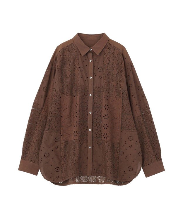 AMERICAN HOLIC レースパッチワークシャツ Brown