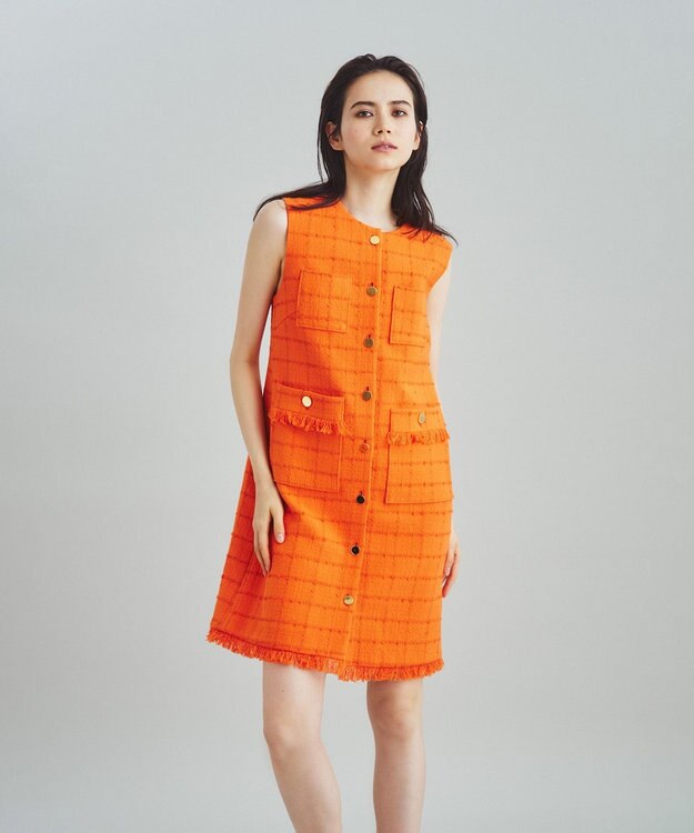 GRACE CONTINENTAL ツイードミニワンピース オレンジ