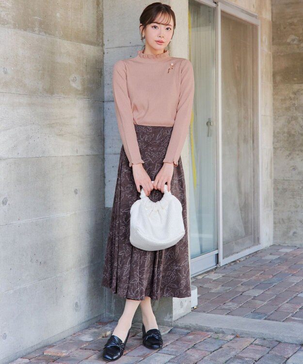 Tiaclasse 【安田美沙子さん着用・選べる2type・洗える】 フリルニットトップス フリル襟：ピンク