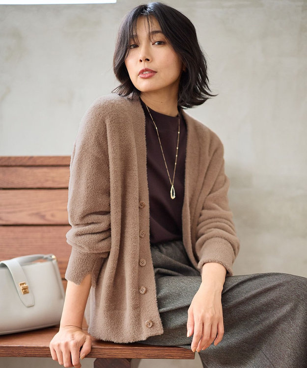 新品未使用 ネイビー ニットカーディガン ブレザー タイプ 美品 モールニット ナルエー Narue PEANUTS TMケーブルニットカーディガン （ネイビー