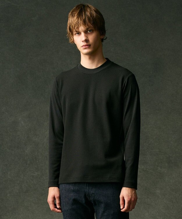 JOSEPH ABBOUD 【キングサイズ・エコ素材和紙使用/日本素材/日本縫製/軽量/通気性/速乾性】和紙フライス×ハニカムＴシャツ ブラック系