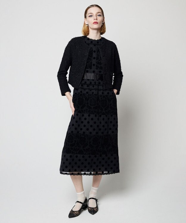 TOCCA 【洗える！】UNSNARL TWEED ニットカーディガン ブラック系