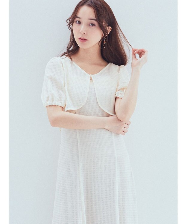 earth music&ecology ＳＥＴ２点パフスリーブブラウス＋キャミワンピース Ivory