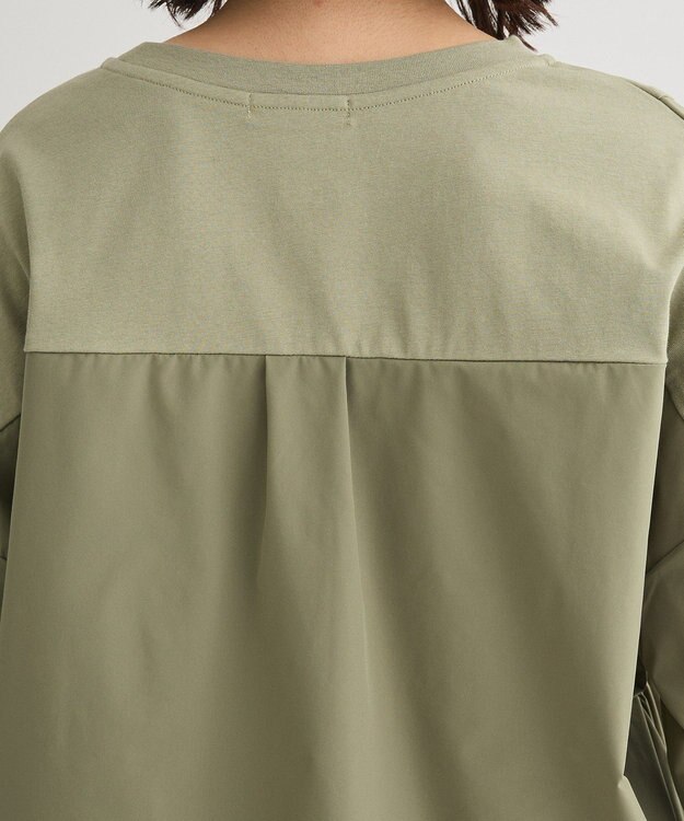 Green Parks ７分袖サイドシャーリングドッキングプルオーバ Khaki