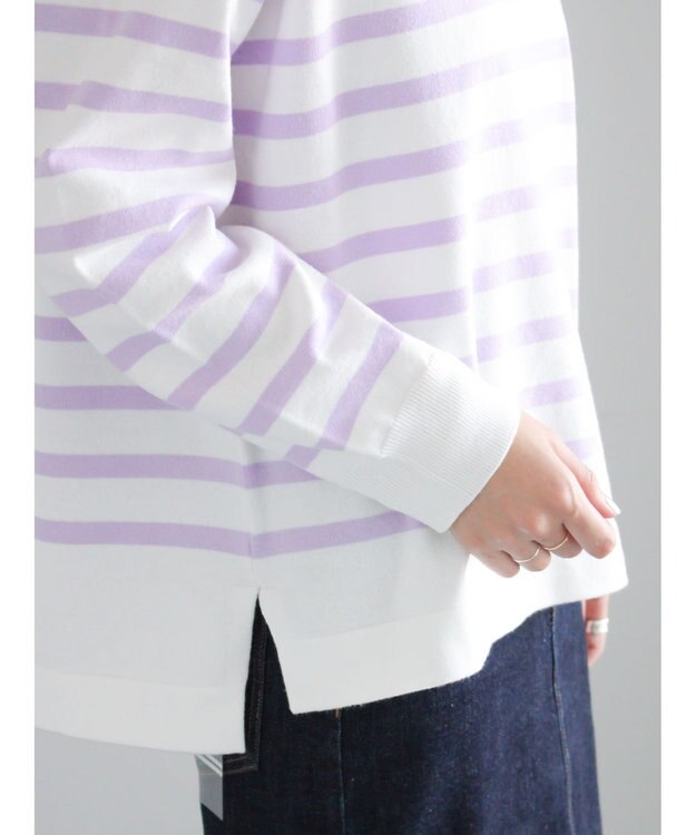 Te chichi ボーダーボックスシルエットプルオーバー ラベンダー