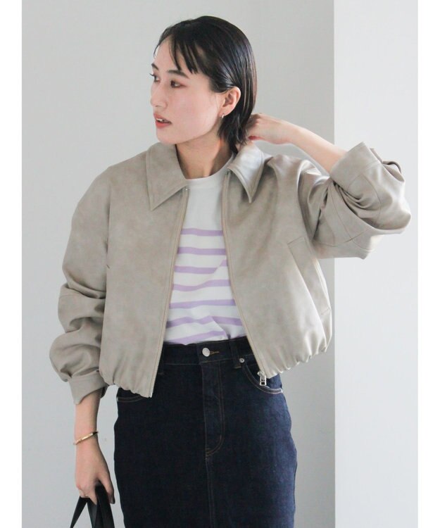 Te chichi ボーダーボックスシルエットプルオーバー ラベンダー