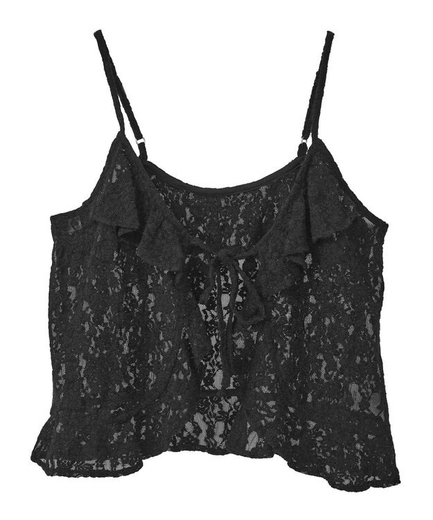 Green Parks レースフリルキャミビスチェ Black