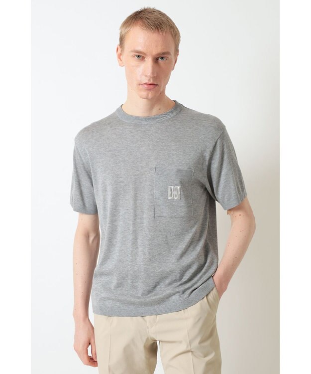 DAKS DDロゴポケットニットTシャツ グレー