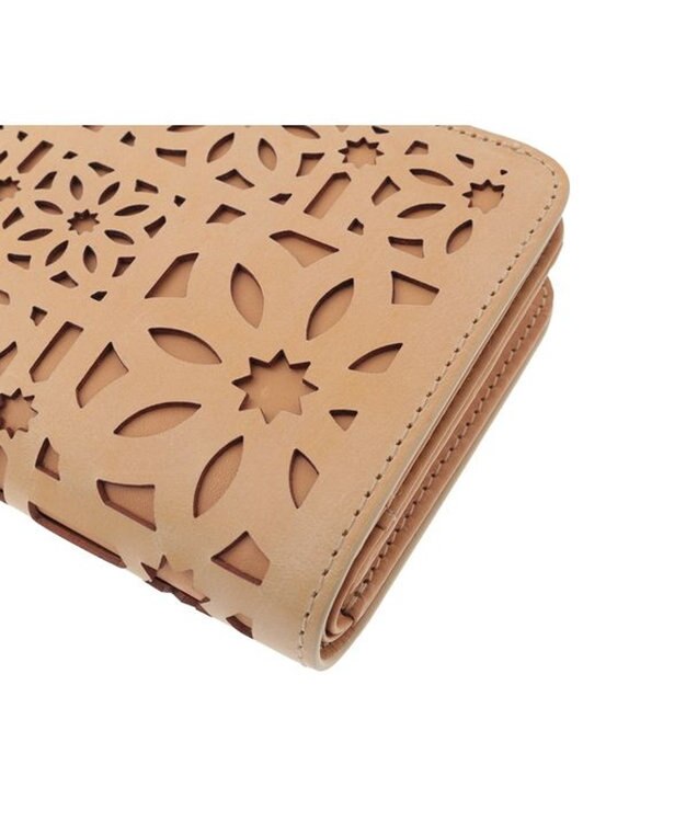 genten マルチカットワークミニ　二つ折り財布 ハニーベージュ