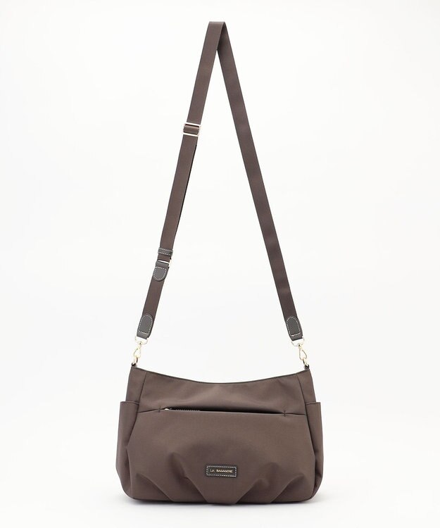 LA BAGAGERIE ポリエステルキャンバス　タックショルダー チョコ