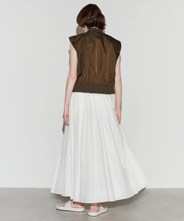 NAVE 【Nave　洗える】リサイクルツイル ノースリーブブルゾン ダークブラウン系