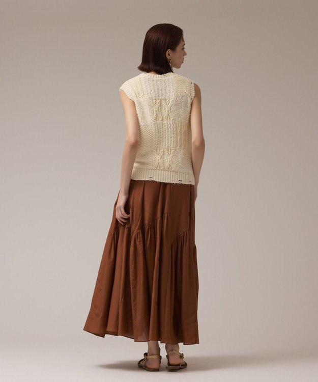 GRACE CONTINENTAL パッチワークニットトップ キナリ