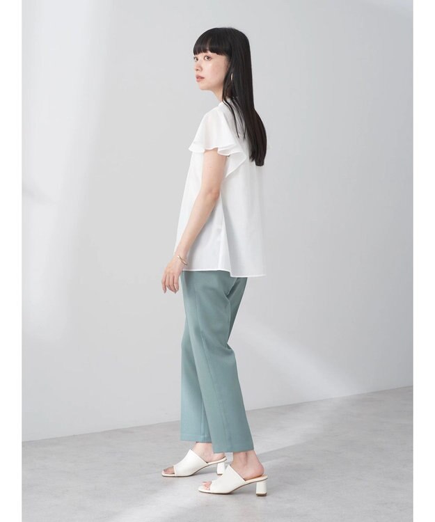 earth music&ecology ギャザーフレンチスリーブブラウス Off White