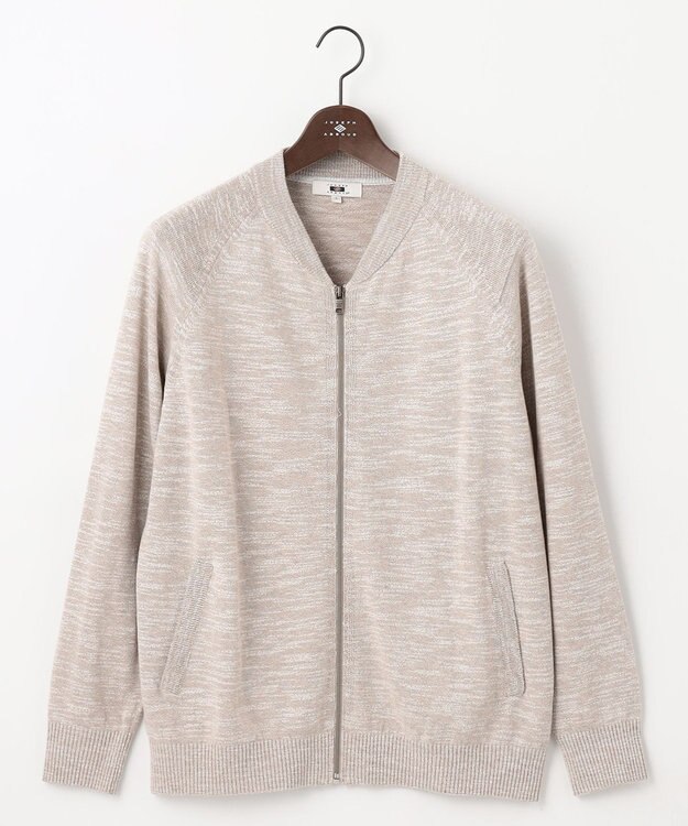 JOSEPH ABBOUD 【イタリア糸使用/清涼感/軽い/洗える】スラブギマニット ジップ ジャケット ベージュ系