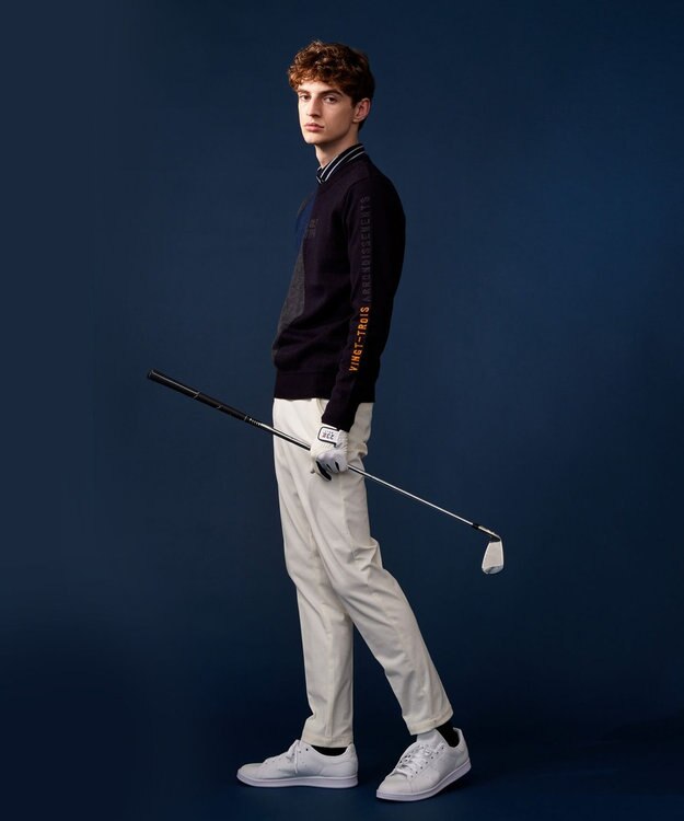 23区GOLF 【MEN】【ウォッシャブル】ウールブレンド アーガイル ニット ネイビー系5