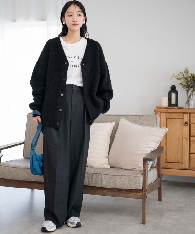 WEGO モヘアライクBIGカーディガン ブラック