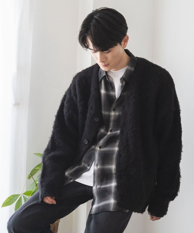 WEGO モヘアライクBIGカーディガン ブラック