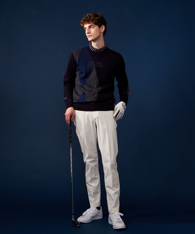 23区GOLF 【MEN】【ウォッシャブル】ウールブレンド アーガイル ニット ネイビー系5