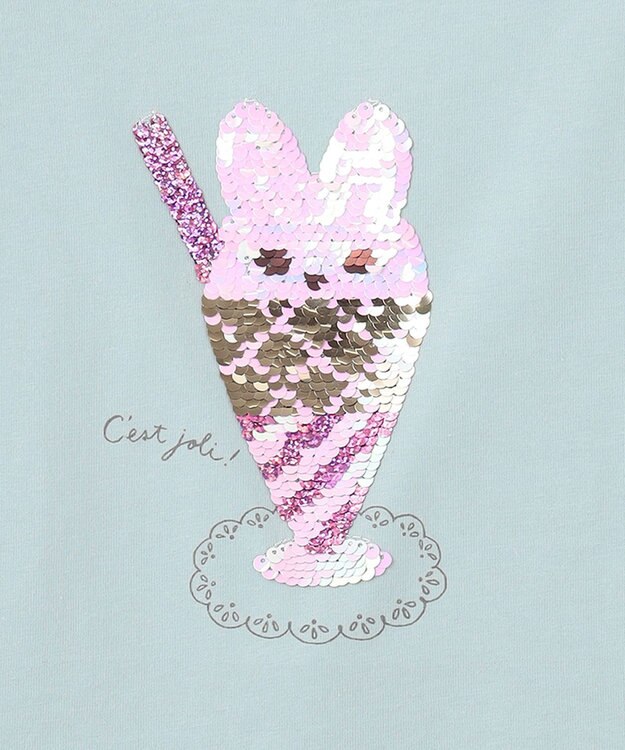 ANY KIDS 接触冷感 ミラクルスパンコール Tシャツ サックスブルー系