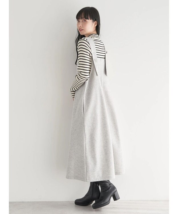 earth music&ecology 前後２ｗａｙ圧縮ニットジャンスカ Gray Mixture