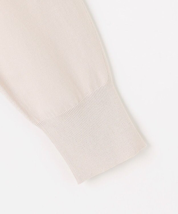 J.PRESS LADIES L レーヨンストレッチ 刺繡襟 ニット ライトベージュ×オフ系