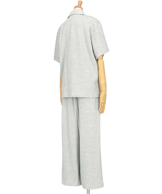 une nana cool 【綿混】ソフトコットンリブ 半袖開襟パジャマ MADE WITH LIBERTY FABRIC グレー