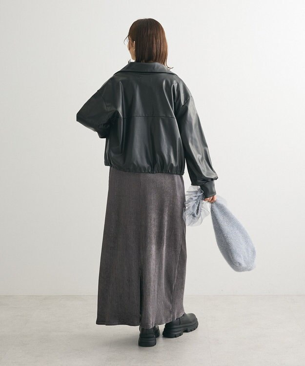 Green Parks ベロアプリーツキャミワンピース Charcoal Gray