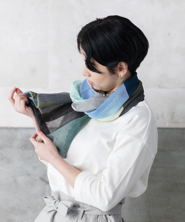 POLS 播州織 極細コットンストール Sサイズ ブルー