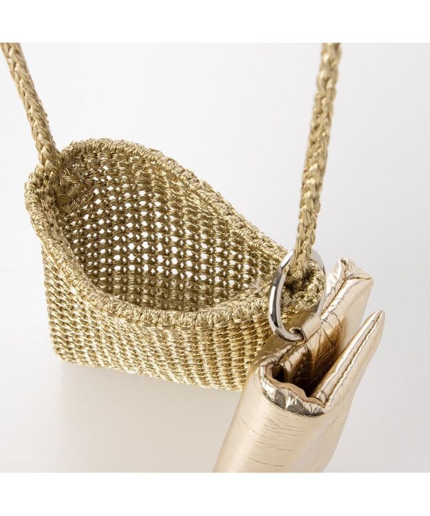 UNBILLION カシュカシュ cachecache / メタリックニットスマホショルダーバッグ ゴールド