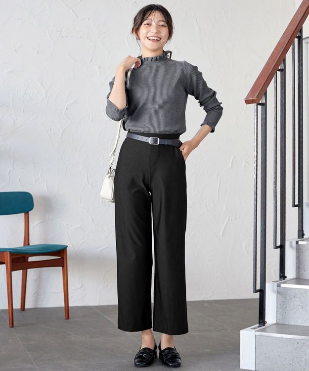 Tiaclasse 【安田美沙子さん着用・選べる2type・洗える】 フリルニットトップス フリル襟：チャコール