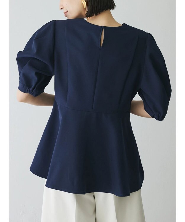 Green Parks AnriettMusee パフスリーブペプラムブラウス Dark Navy