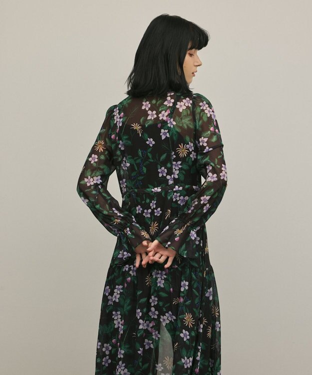 GRACE CONTINENTAL ドロストティアードフレアワンピース ブラック