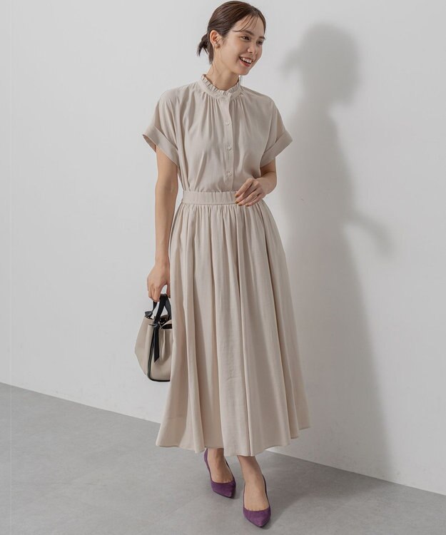 組曲 バウンディングシャーティング バンドカラーフリル ブラウス アイボリー系