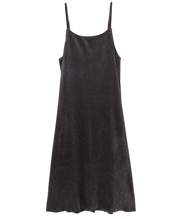 Green Parks ベロアプリーツキャミワンピース Charcoal Gray