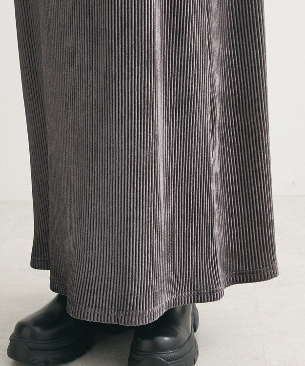 Green Parks ベロアプリーツキャミワンピース Charcoal Gray