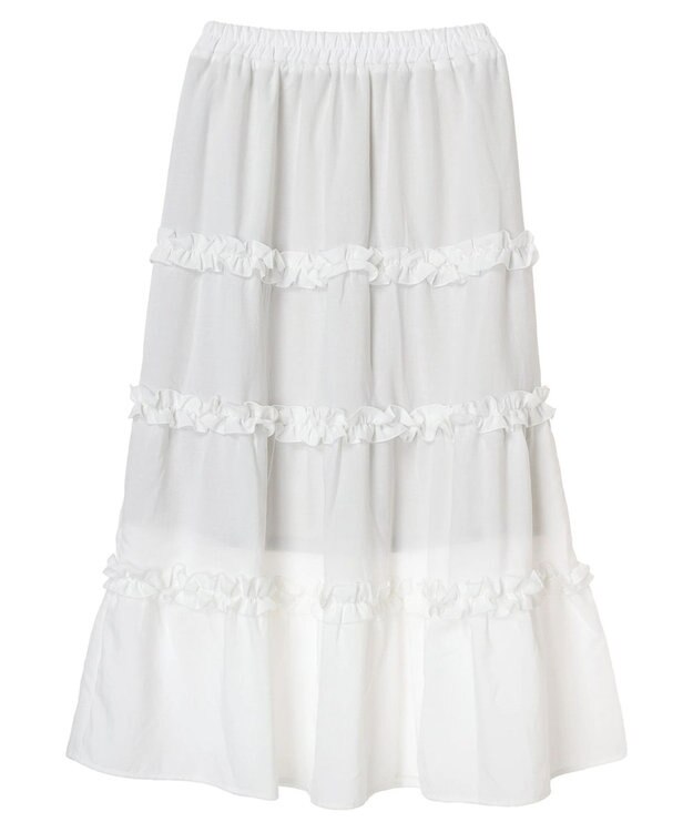 earth music&ecology ミニフリルボリュームスカート Off White