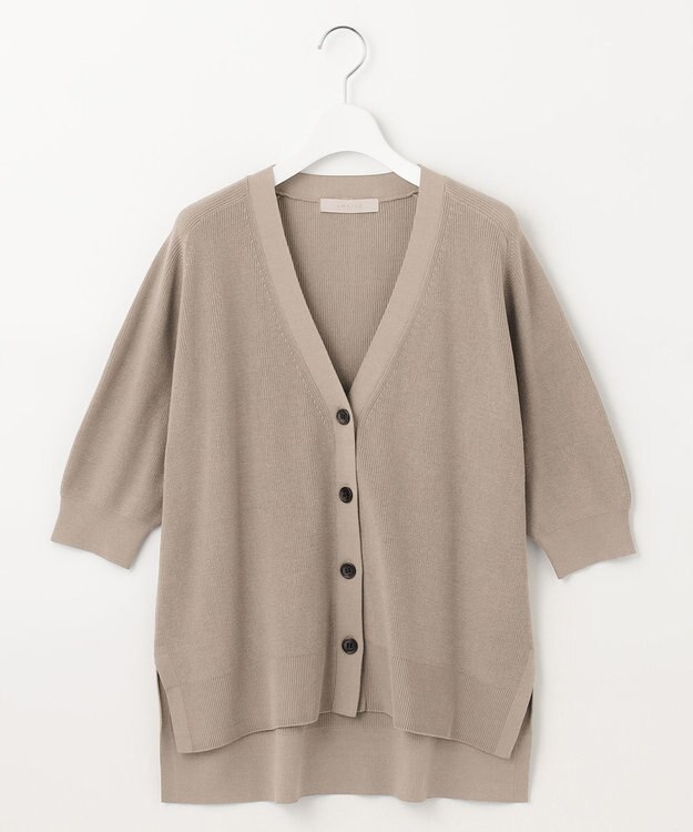 UNFILO ハーフスリーブ畔カーディガン グレージュ