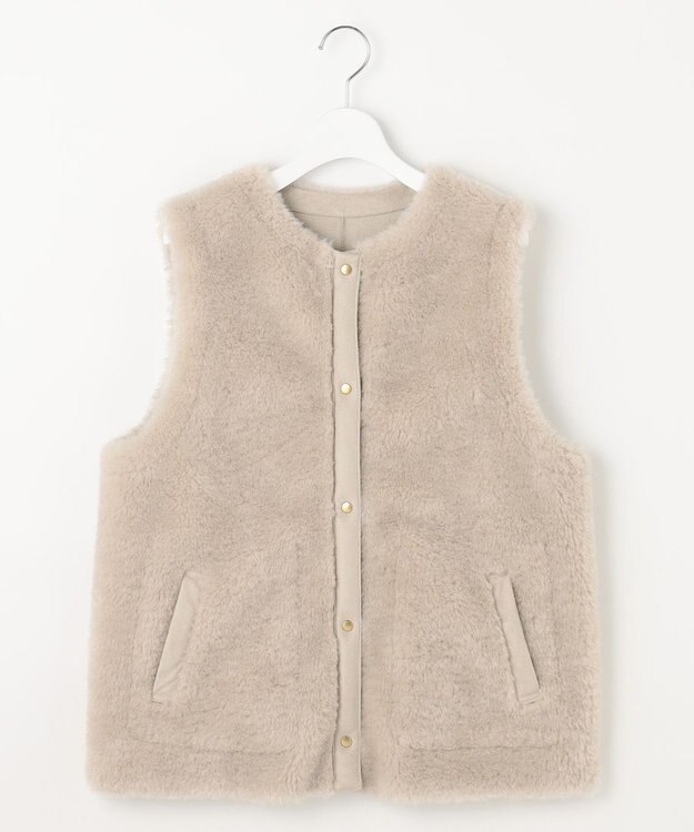 自由区 リバーシブルエコメリノムートン ジレ ベージュ