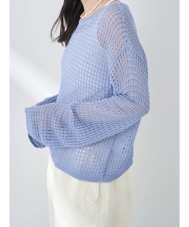 earth music&ecology レーシーニットプルオーバー Blue